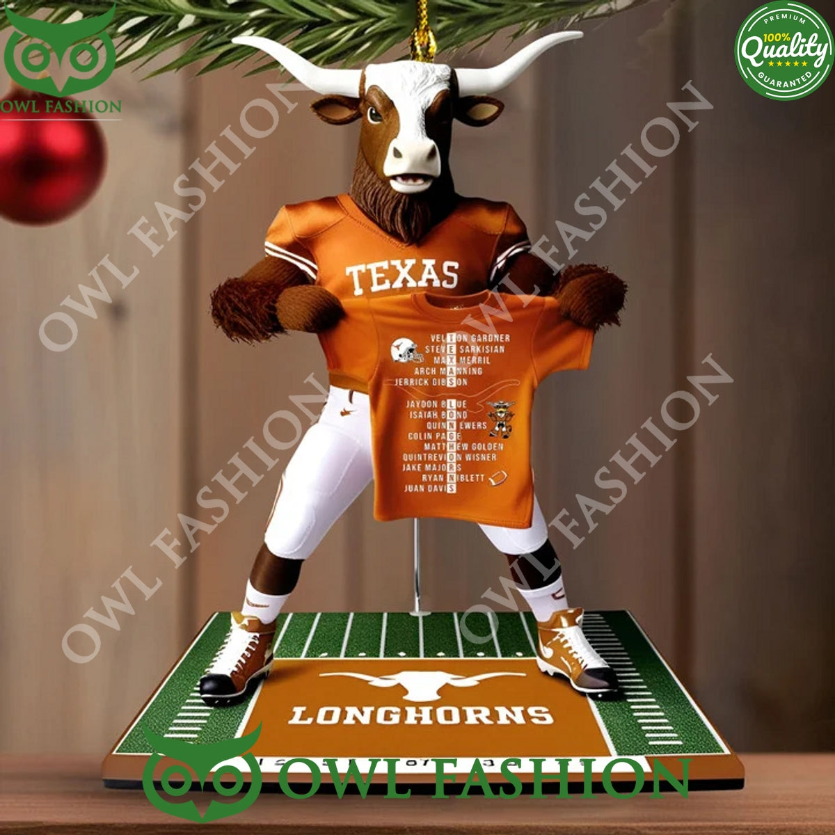 Texas Longhorns beef cattle hold with players name on - Adult & Kids T-Shirts, Sweatshirts & Hoodies apparel design preview 1