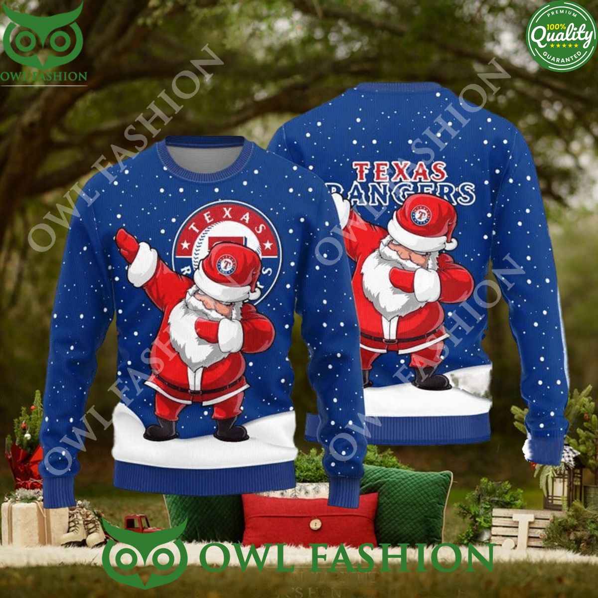 Texas Rangers Dab Santa Ugly Christmas Sweater Jumper - Adult & Kids T-Shirts, Sweatshirts & Hoodies apparel design preview 1