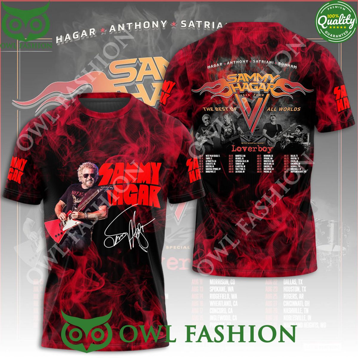 The best of all worlds Sammy Hagar Tour 2024 Red - Adult & Kids T-Shirts, Sweatshirts & Hoodies apparel design preview 1