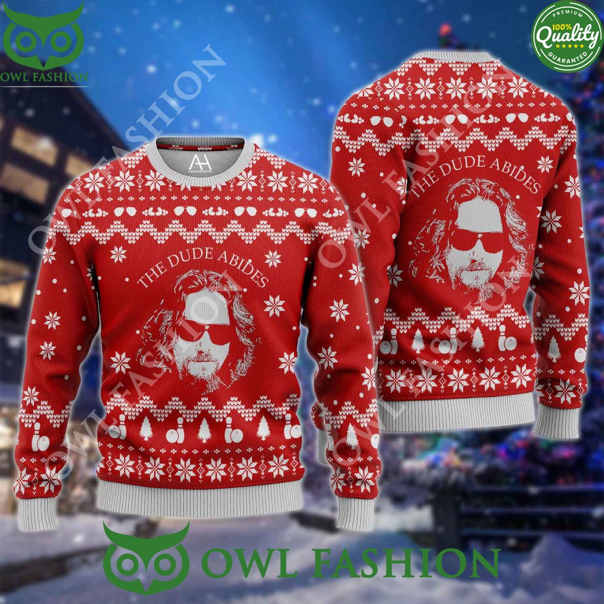 The Big Lebowski Dude Abides Premium Ugly Sweater - Adult & Kids T-Shirts, Sweatshirts & Hoodies apparel design preview 1