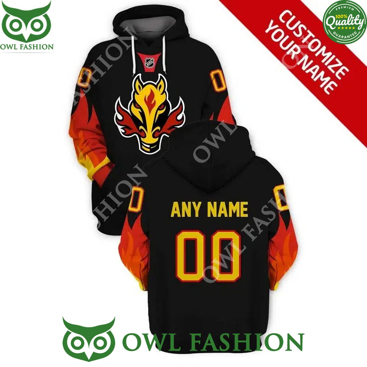 The Calgary Flames Ice Hockey team printed custom - Adult & Kids T-Shirts, Sweatshirts & Hoodies apparel design preview 1