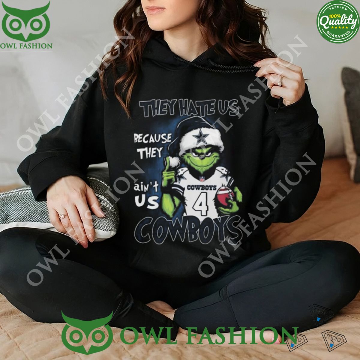 The Grinch They Hate Us Ain't Dallas Cowboys - Adult & Kids T-Shirts, Sweatshirts & Hoodies apparel design preview 1
