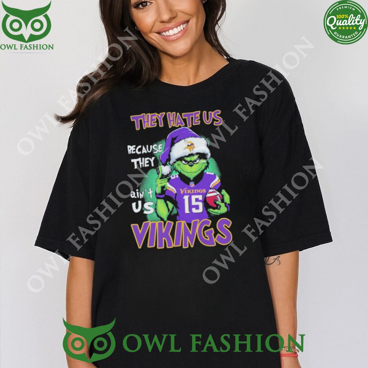 The Grinch Vikings Player Hate Us Because They Ain't - Adult & Kids T-Shirts, Sweatshirts & Hoodies apparel design preview 1