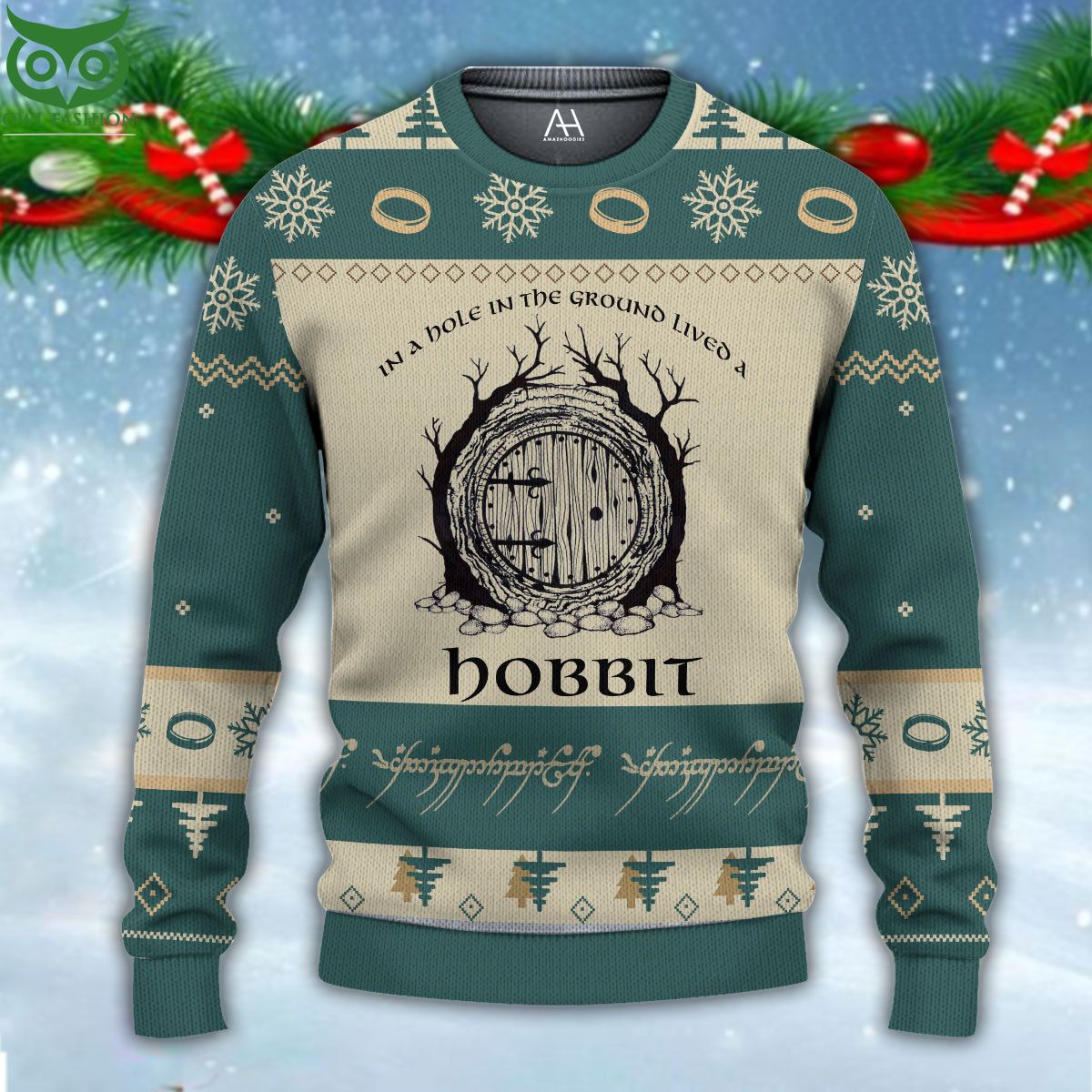 The Hobbit Ugly Sweater Merry Christmas - Adult & Kids T-Shirts, Sweatshirts & Hoodies apparel design preview 1