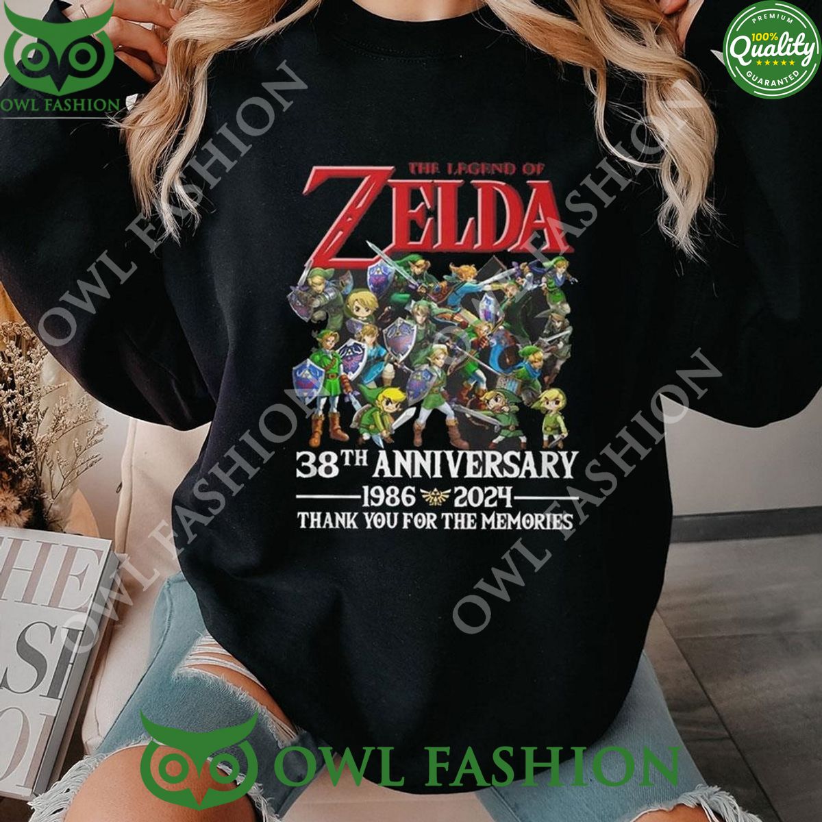 The Legends Of Zelda 38th Anniversary 1986-2024 - Adult & Kids T-Shirts, Sweatshirts & Hoodies apparel design preview 1