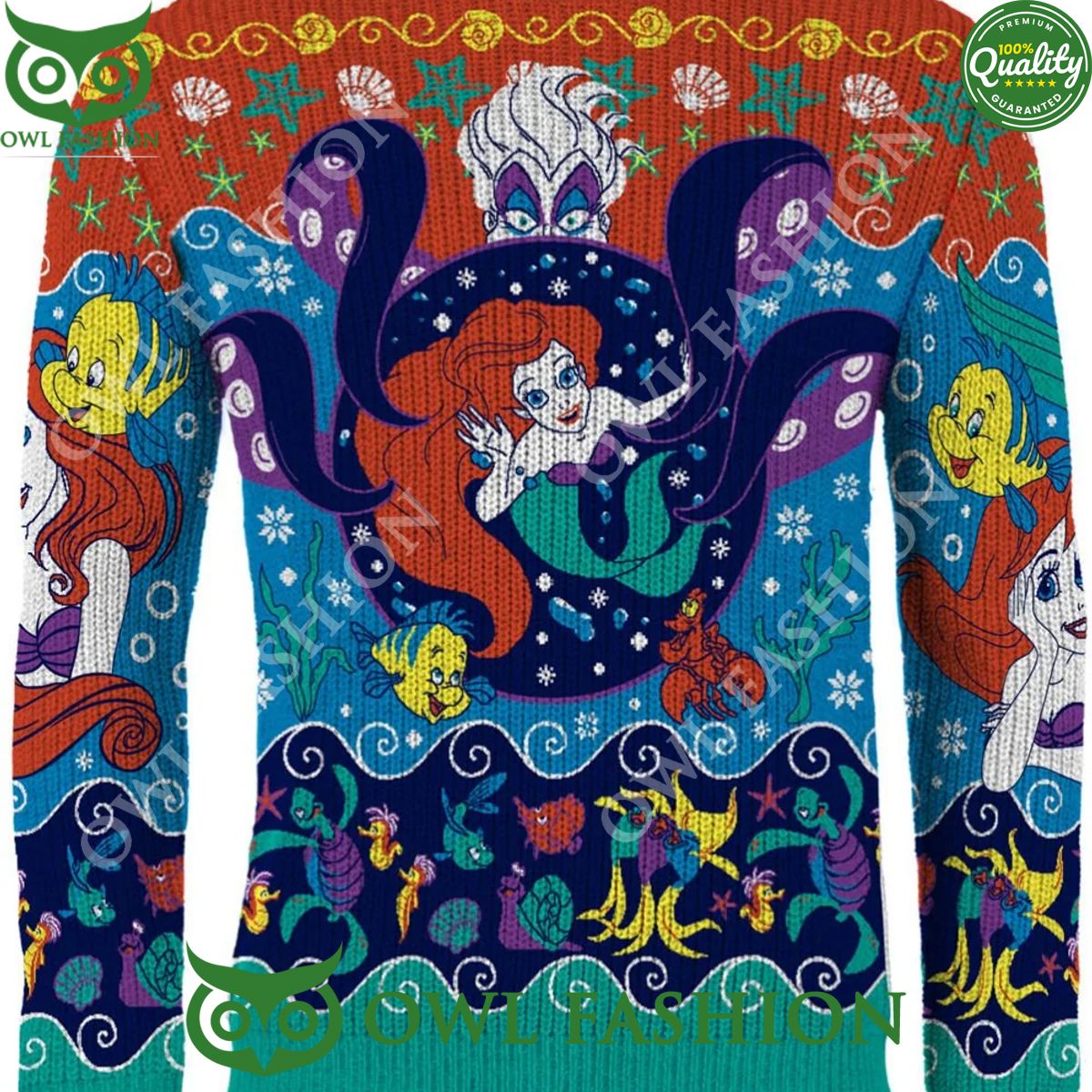 The Little Mermaid Under Tree Christmas Jumper - Adult & Kids T-Shirts, Sweatshirts & Hoodies apparel design preview 1