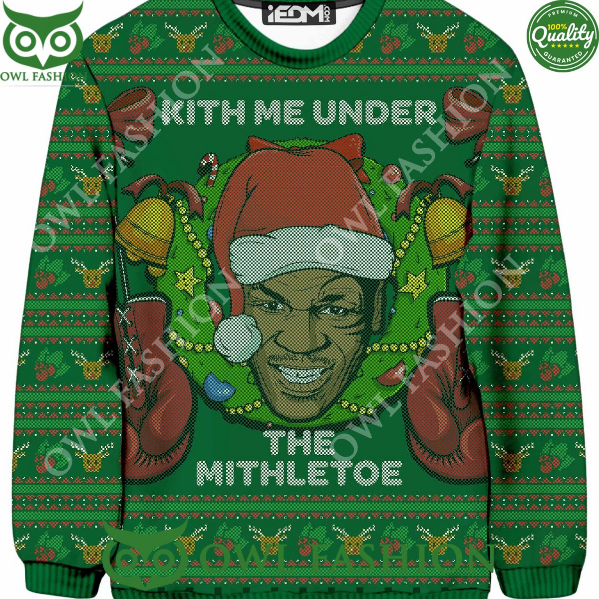 The Mithletoe Mike Tyson Kith Me under Ugly Sweater - Adult & Kids T-Shirts, Sweatshirts & Hoodies apparel design preview 1