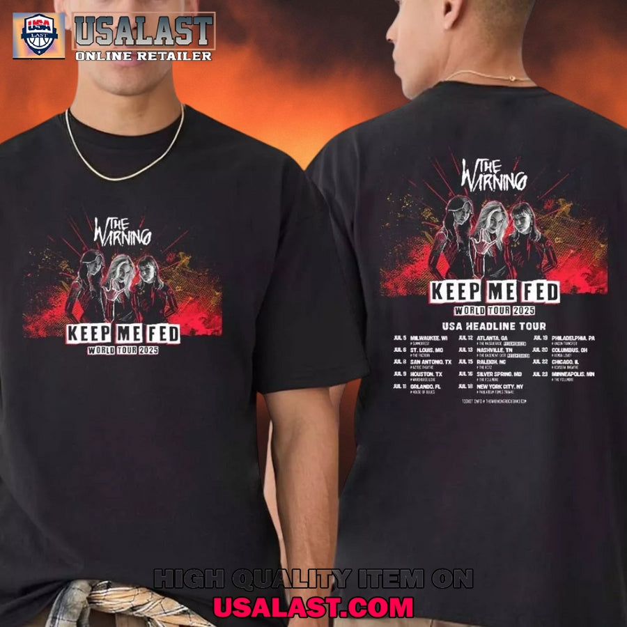 The Warning Band Keep Me Fed World Tour 2025 - Adult & Kids T-Shirts, Sweatshirts & Hoodies apparel design preview 1