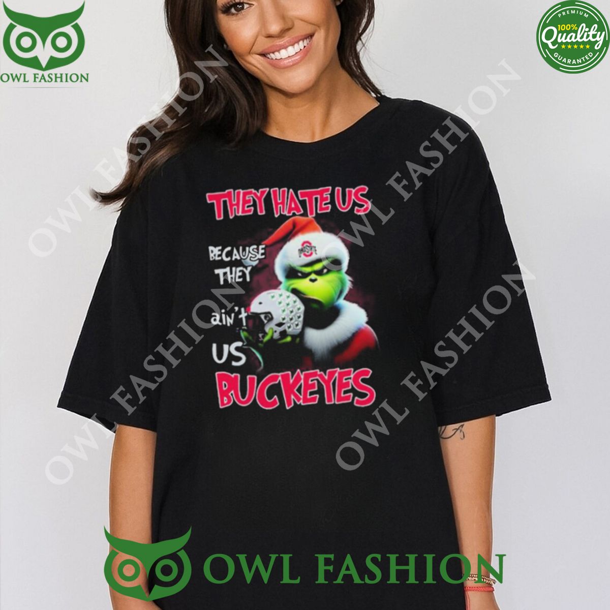 They Hate Us Because Ain't Buckeyes Santa Grinch - Adult & Kids T-Shirts, Sweatshirts & Hoodies apparel design preview 1