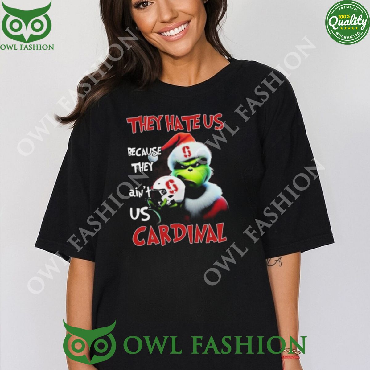They Hate Us Because Ain't Cardinal Santa Grinch - Adult & Kids T-Shirts, Sweatshirts & Hoodies apparel design preview 1