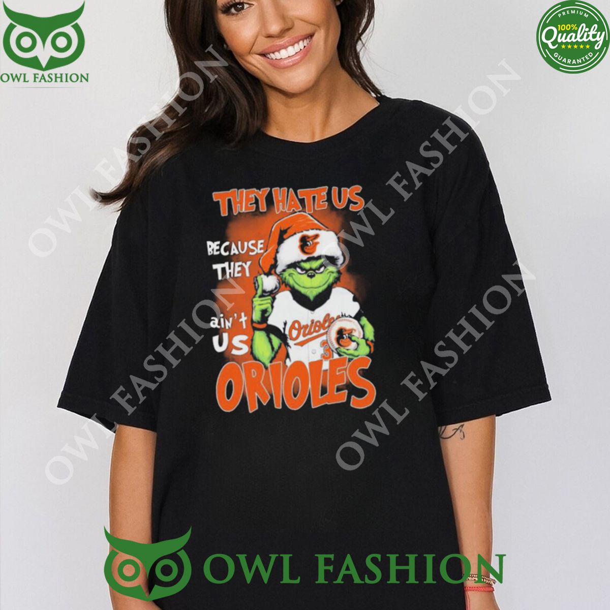 They Hate Us Because Ain't Orioles Santa Grinch - Adult & Kids T-Shirts, Sweatshirts & Hoodies apparel design preview 1