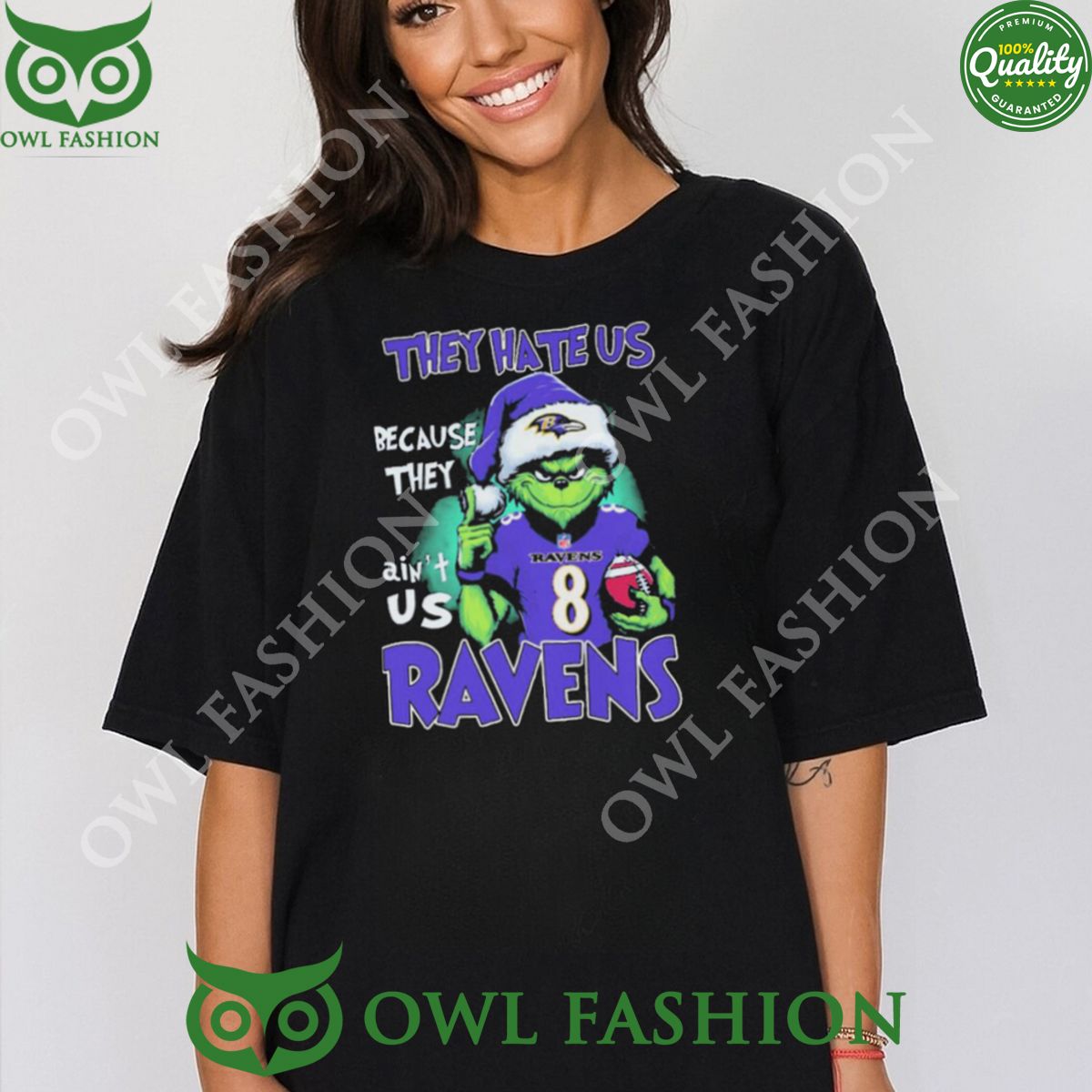 They Hate Us Because Ain't Ravens Santa Grinch - Adult & Kids T-Shirts, Sweatshirts & Hoodies apparel design preview 1