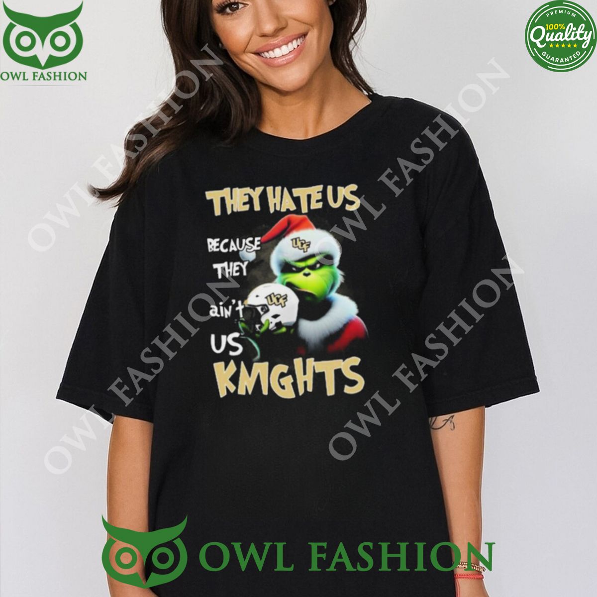 They Hate Us Because Ain't UCF Knights Santa Grinch - Adult & Kids T-Shirts, Sweatshirts & Hoodies apparel design preview 1