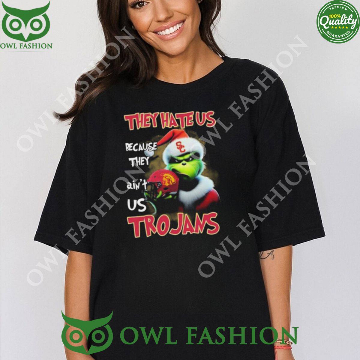They Hate Us Because Ain't USC Santa Grinch Christmas - Adult & Kids T-Shirts, Sweatshirts & Hoodies apparel design preview 1