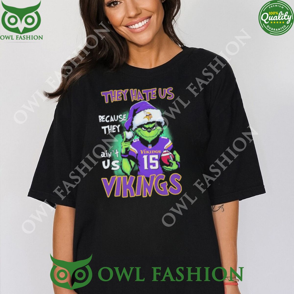 They Hate Us Because Ain't Vikings Santa Grinch - Adult & Kids T-Shirts, Sweatshirts & Hoodies apparel design preview 1