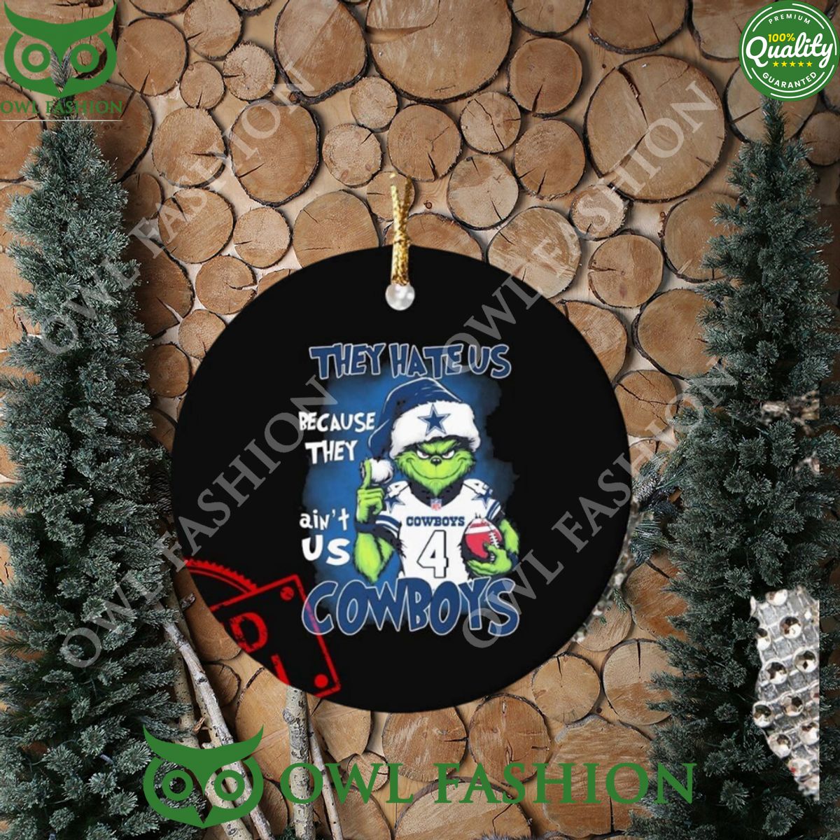 They Hate Us Because Cowboys Santa Grinch Christmas - Adult & Kids T-Shirts, Sweatshirts & Hoodies apparel design preview 1
