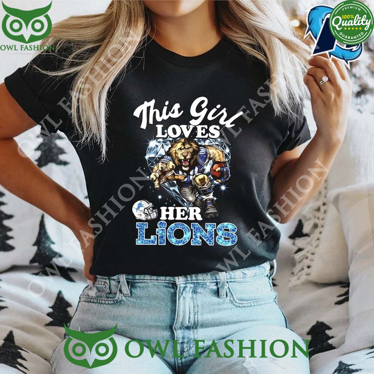 This Girl Love Her Detroit Lions Black - Adult & Kids T-Shirts, Sweatshirts & Hoodies apparel design preview 1