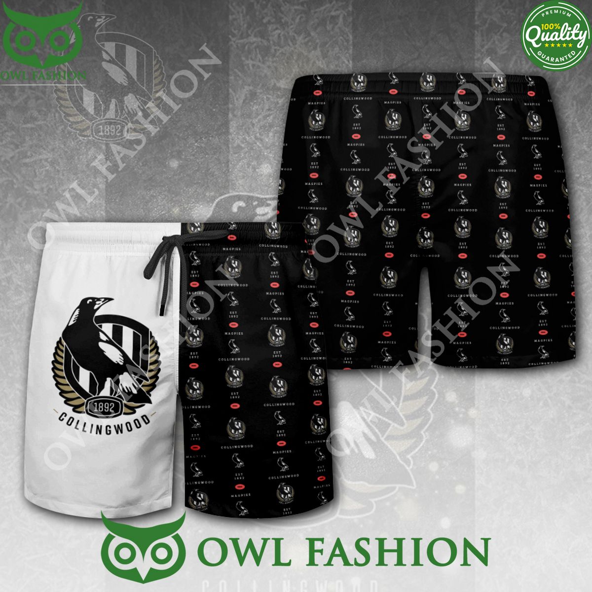 Collingwood FC 1892 Football Club Black and White 3D - Adult & Kids T-Shirts, Sweatshirts & Hoodies apparel design preview 1