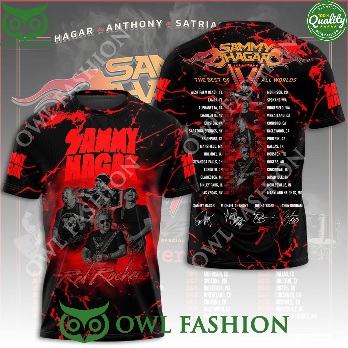Sammy Hagar 2024 Tour the best of all worlds Red - Adult & Kids T-Shirts, Sweatshirts & Hoodies apparel design preview 1