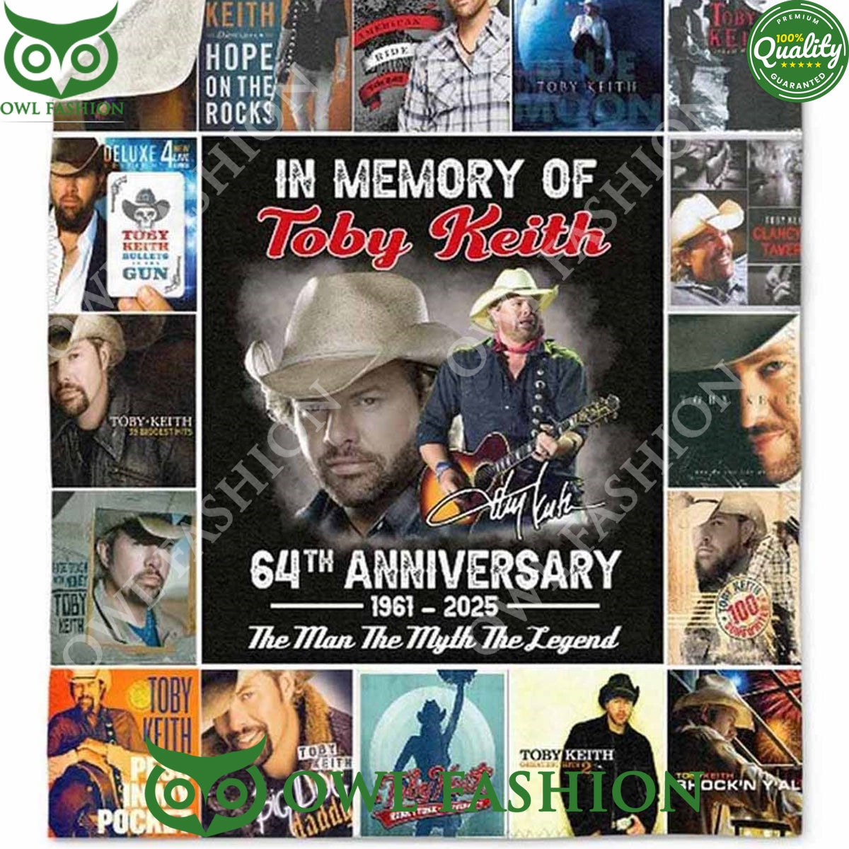 Toby Keith 1961 2025 64th Anniversary The Man Myth - Adult & Kids T-Shirts, Sweatshirts & Hoodies apparel design preview 1
