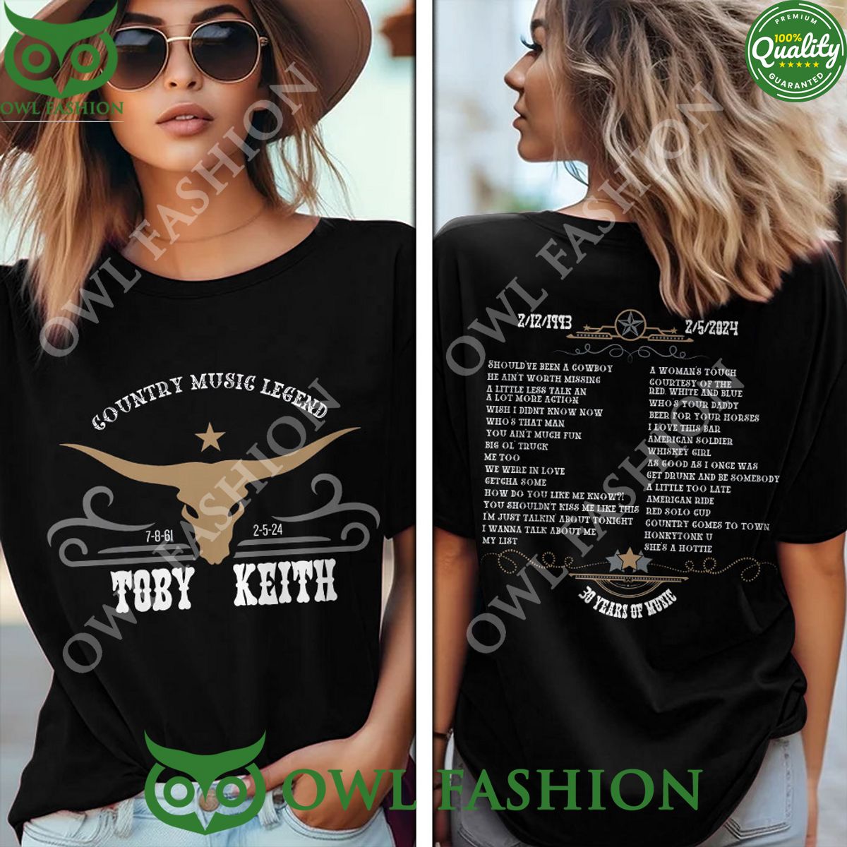 Toby Keith 30 Years Country Music Legend 3D - Adult & Kids T-Shirts, Sweatshirts & Hoodies apparel design preview 1