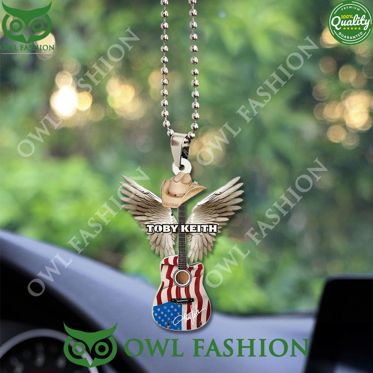 Toby Keith Custom US Flag Guitar Acrylic Car Ornament - Adult & Kids T-Shirts, Sweatshirts & Hoodies apparel design preview 1