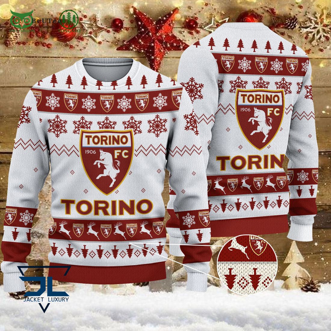 Torino Football Club Team Lega Serie A Ugly Sweater - Adult & Kids T-Shirts, Sweatshirts & Hoodies apparel design preview 1