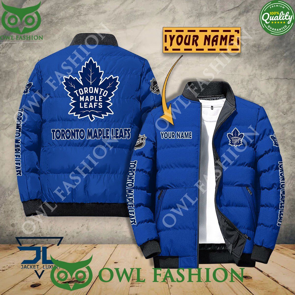 Toronto Maple Leafs Custom Name NHL Ice Hockey Puffer - Adult & Kids T-Shirts, Sweatshirts & Hoodies apparel design preview 1