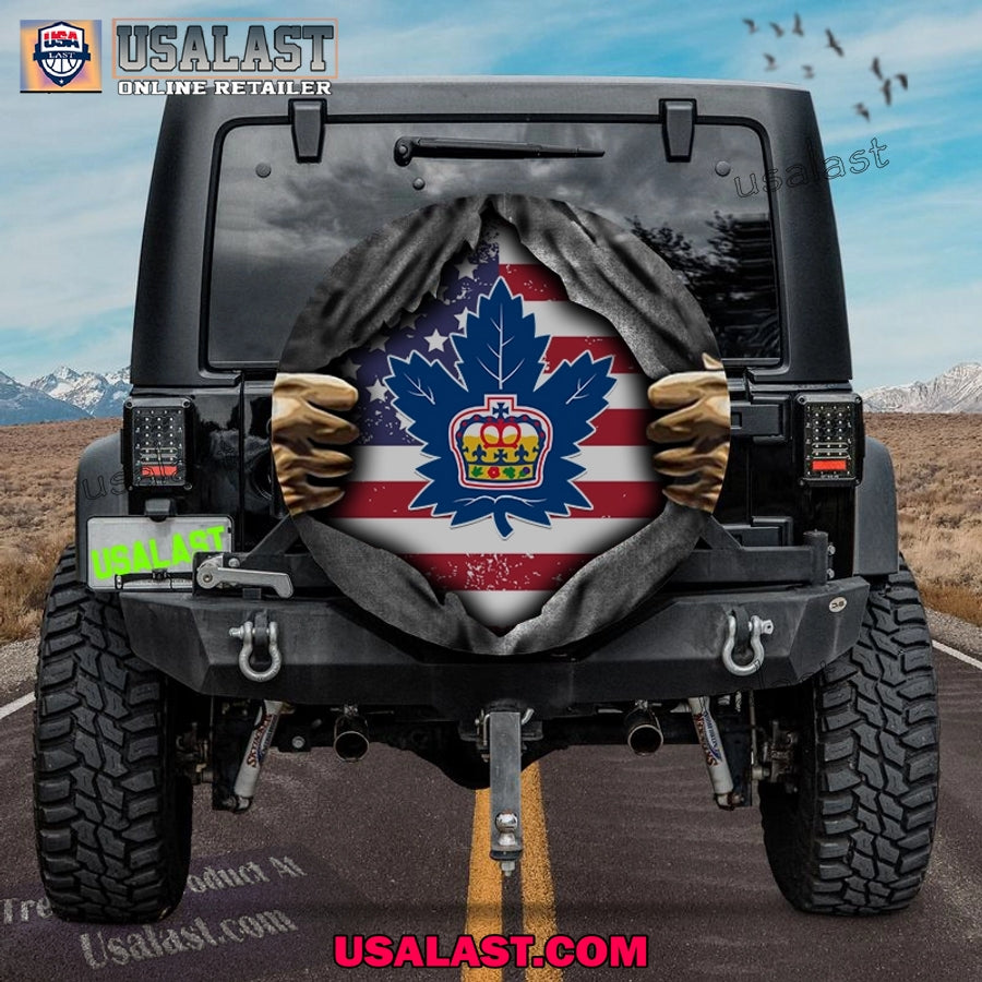 Toronto Marlies AHL American Flag Spare Tire Cover - Adult & Kids T-Shirts, Sweatshirts & Hoodies apparel design preview 1