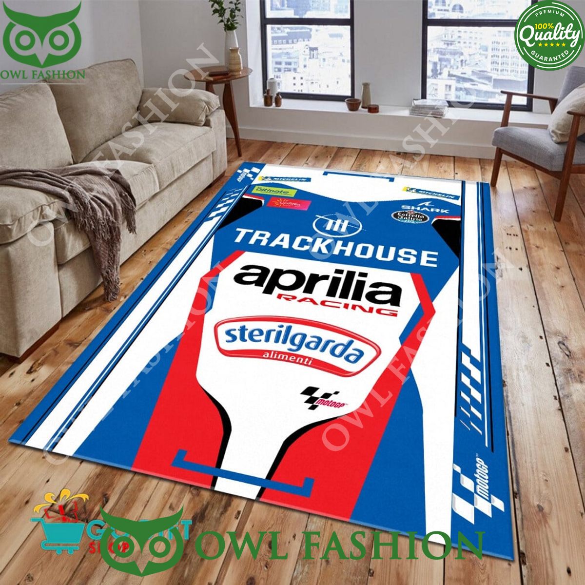 Trackhouse Racing Aprilia Sterilgarda Carpet Rug - Adult & Kids T-Shirts, Sweatshirts & Hoodies apparel design preview 1