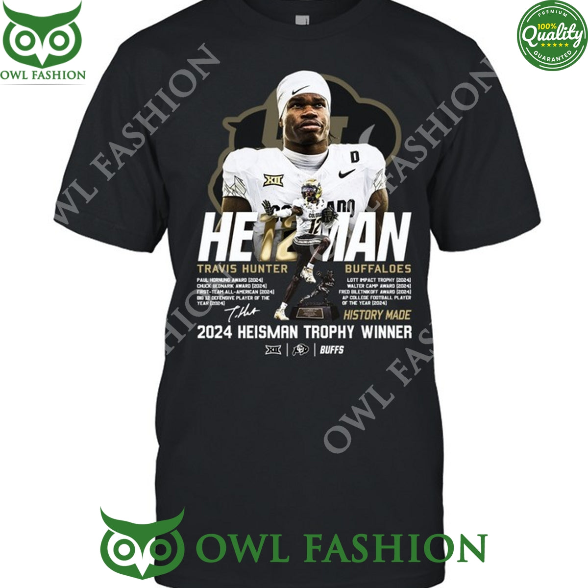 Travis Heisman Hunter 12 Colorado Buffaloes football - Adult & Kids T-Shirts, Sweatshirts & Hoodies apparel design preview 1