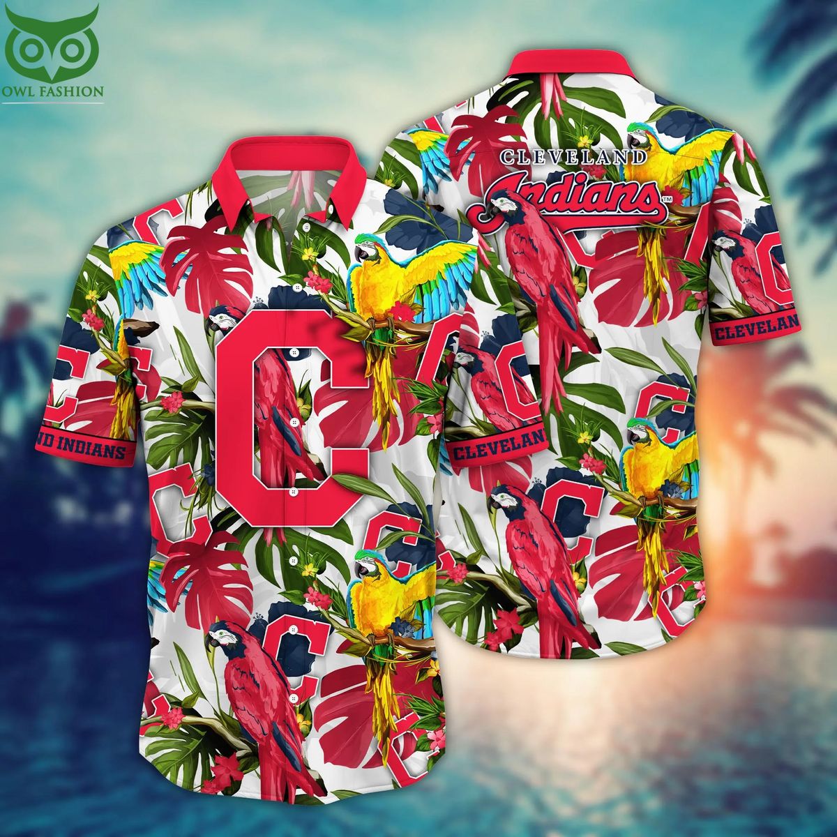 Trending MLB Cleveland Indians Flower Hawaiian - Adult & Kids T-Shirts, Sweatshirts & Hoodies apparel design preview 1