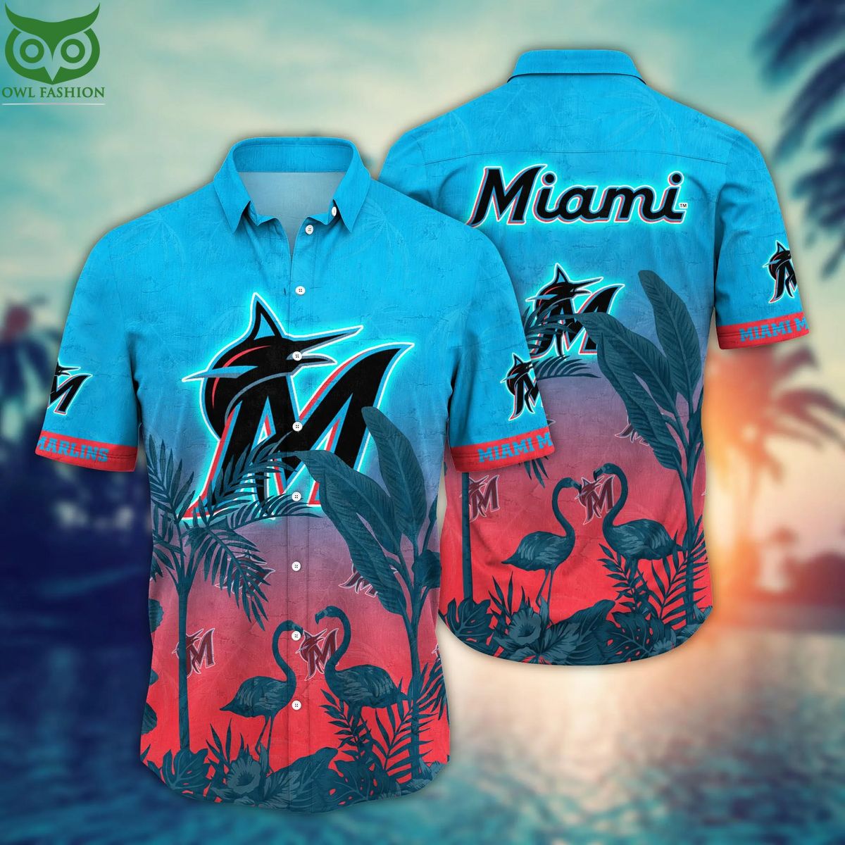 Trending MLB Miami Marlins Flower Summer Hawaiian - Adult & Kids T-Shirts, Sweatshirts & Hoodies apparel design preview 1