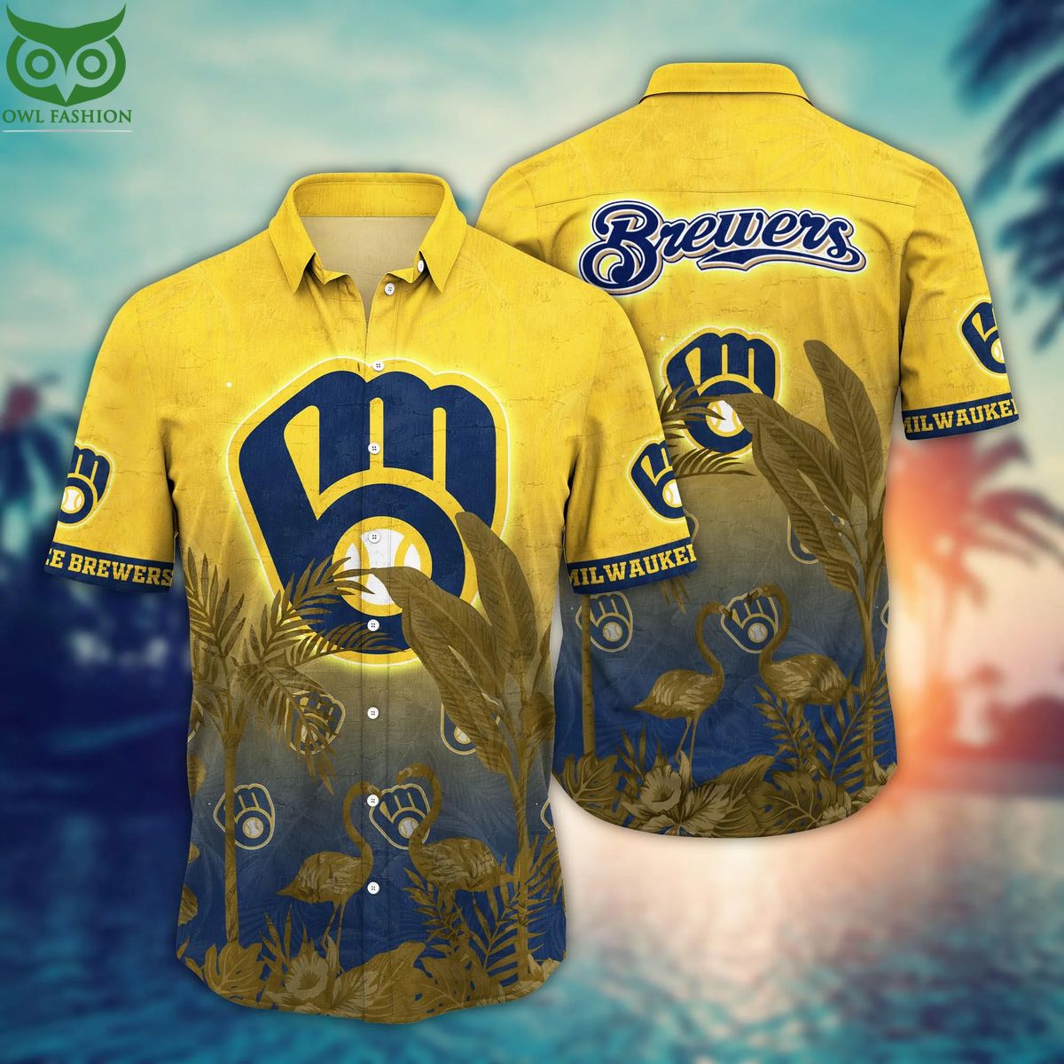 Trending MLB Milwaukee Brewers Flower Hawaiian - Adult & Kids T-Shirts, Sweatshirts & Hoodies apparel design preview 1