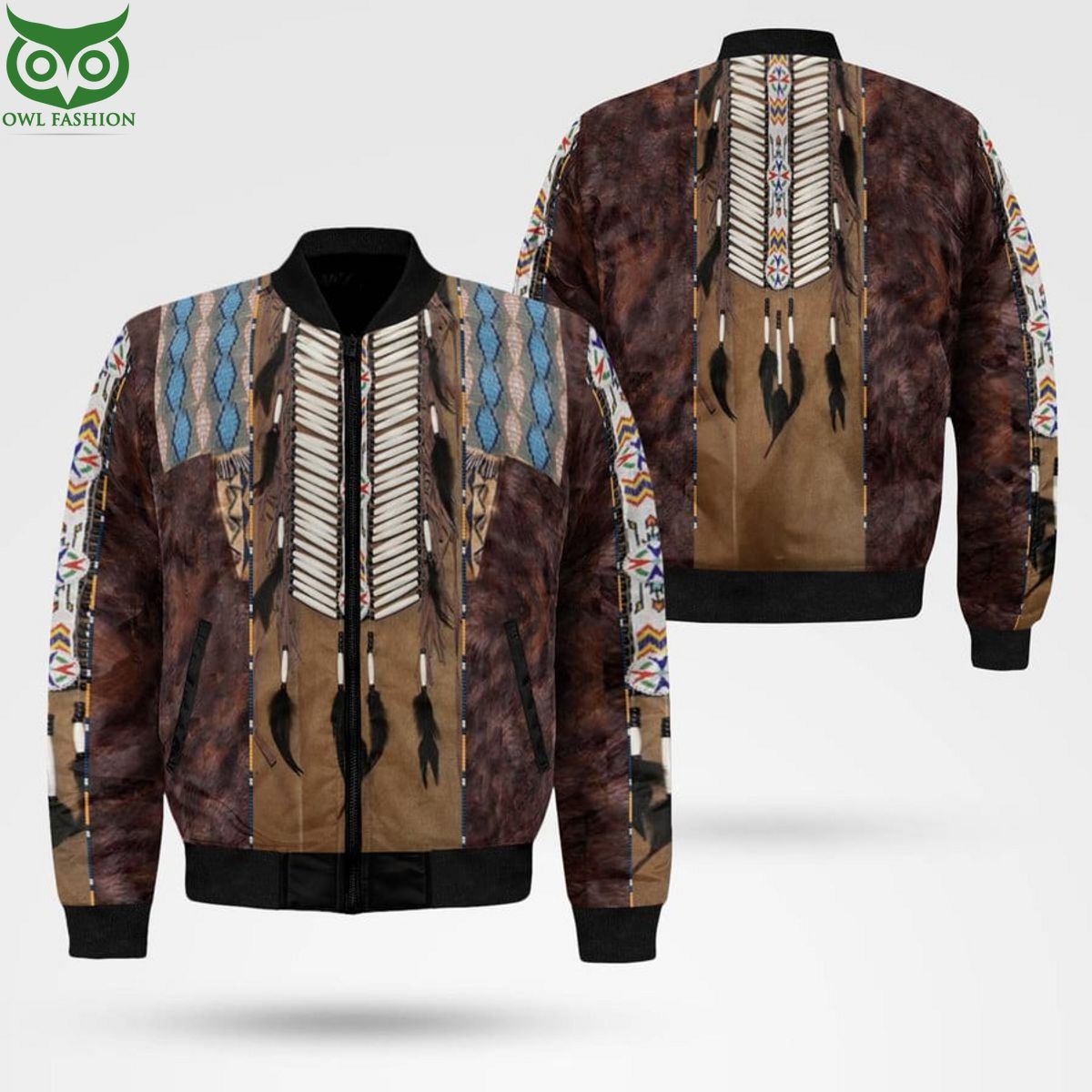 TRENDING NATIVE AMEICAN AOP 3D BOMBER JACKET Shop Owl - Adult & Kids T-Shirts, Sweatshirts & Hoodies apparel design preview 1