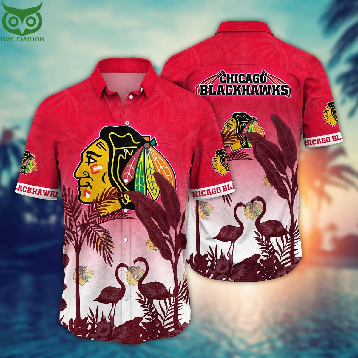 Trending NHL Chicago Blackhawks Flower Hawaiian - Adult & Kids T-Shirts, Sweatshirts & Hoodies apparel design preview 1