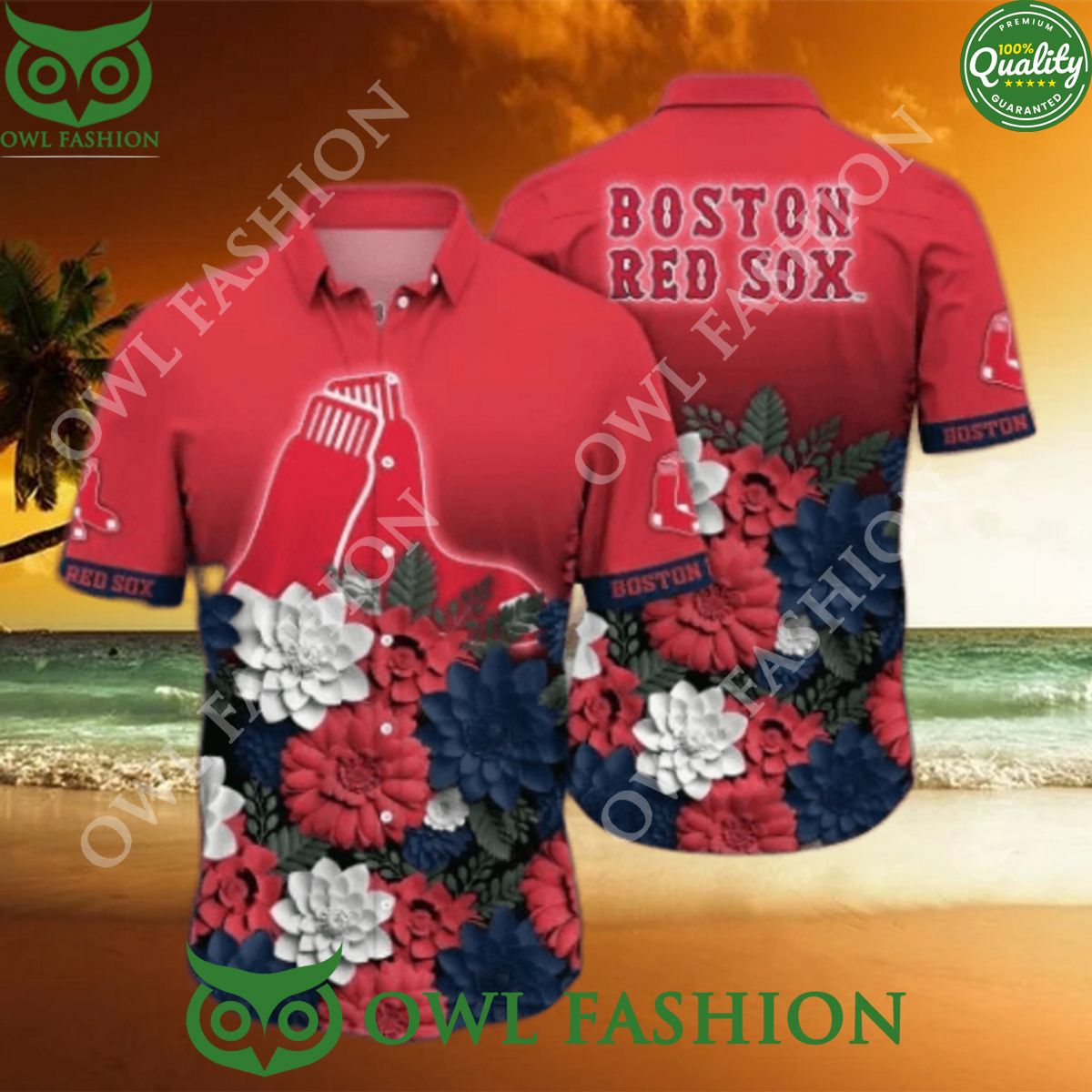 Trending Summer Boston Red Sox MLB Flower Hawaiian - Adult & Kids T-Shirts, Sweatshirts & Hoodies apparel design preview 1
