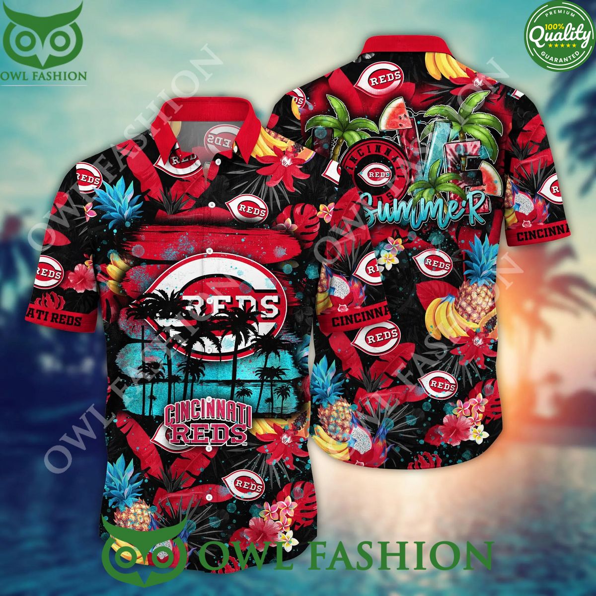 Trendy Cincinnati Reds MLB Hawaiian Aloha Summer - Adult & Kids T-Shirts, Sweatshirts & Hoodies apparel design preview 1