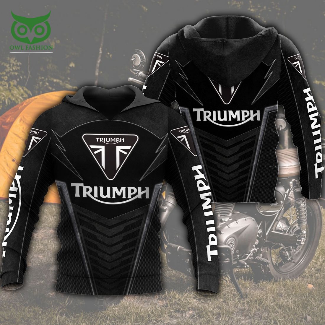 Triumph Motorcycles Black and Gray 3D - Adult & Kids T-Shirts, Sweatshirts & Hoodies apparel design preview 1