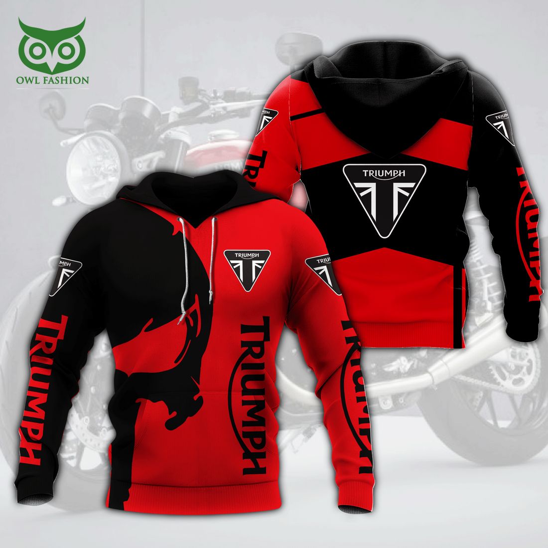 Triumph Motorcycles Black and Red Logo 3D - Adult & Kids T-Shirts, Sweatshirts & Hoodies apparel design preview 1