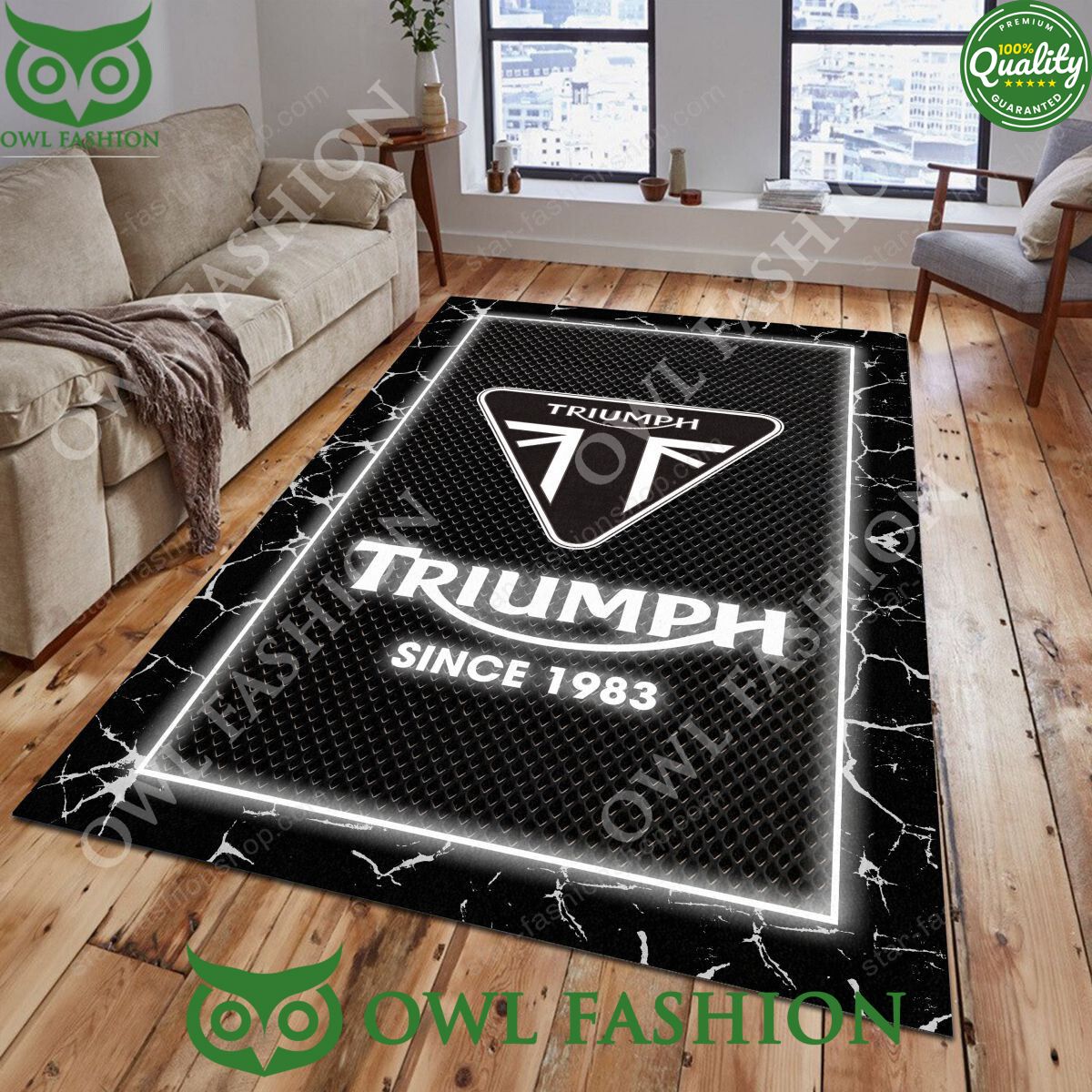 Triumph Motorcycles Lighting Pattern Carpet Rug - Adult & Kids T-Shirts, Sweatshirts & Hoodies apparel design preview 1