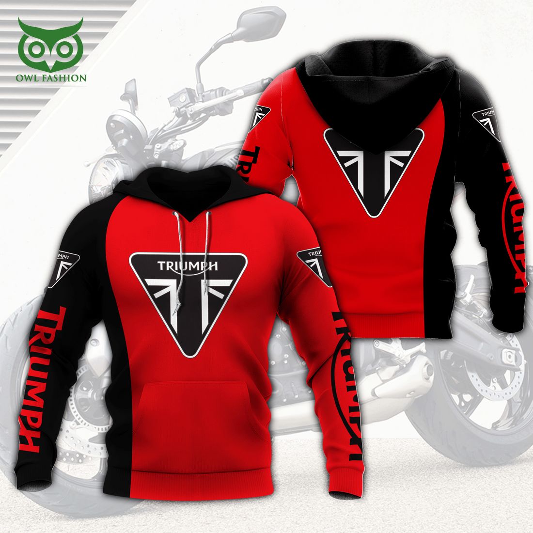Triumph Motorcycles Red and Black 3D - Adult & Kids T-Shirts, Sweatshirts & Hoodies apparel design preview 1
