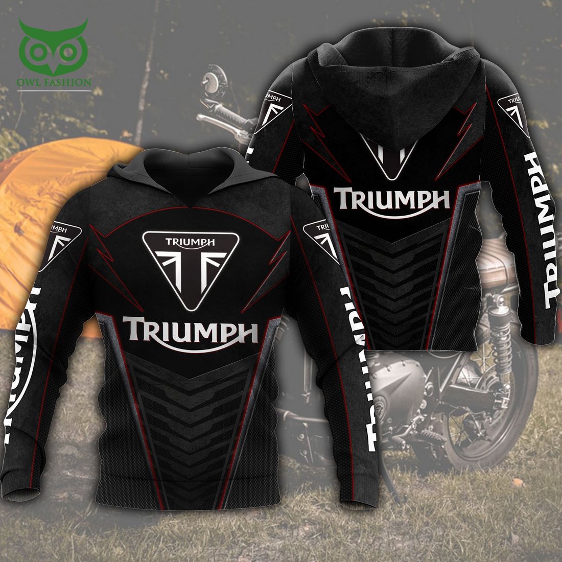 Triumph Motorcycles Red Line Black 3D - Adult & Kids T-Shirts, Sweatshirts & Hoodies apparel design preview 1