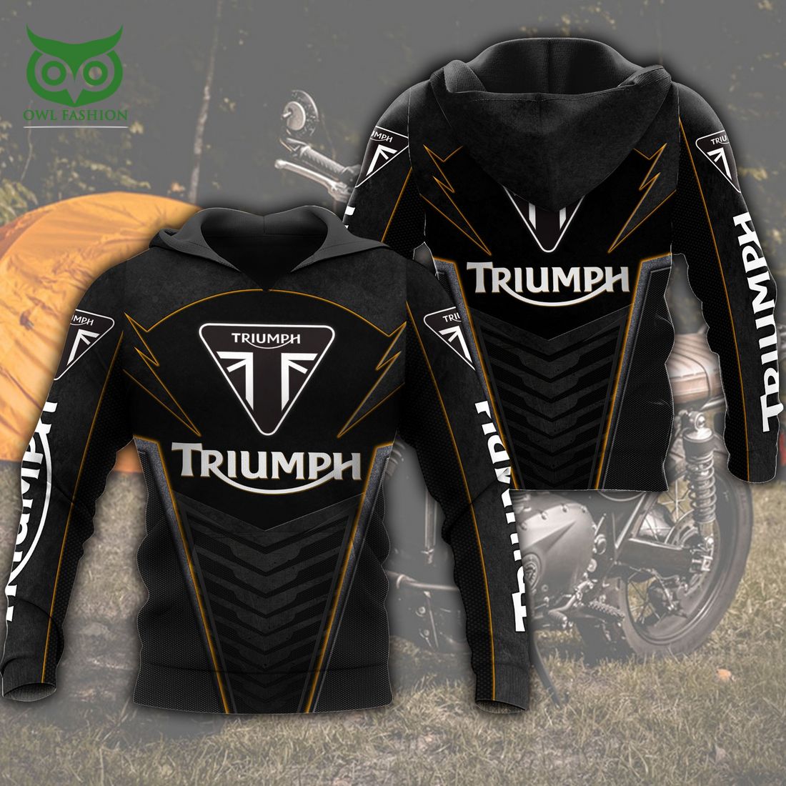 Triumph Motorcycles Yellow Line Black 3D - Adult & Kids T-Shirts, Sweatshirts & Hoodies apparel design preview 1