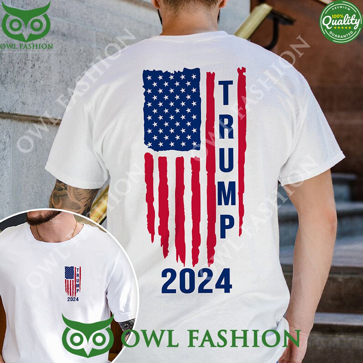 Trump 2024 With America Flag Premium - Adult & Kids T-Shirts, Sweatshirts & Hoodies apparel design preview 1