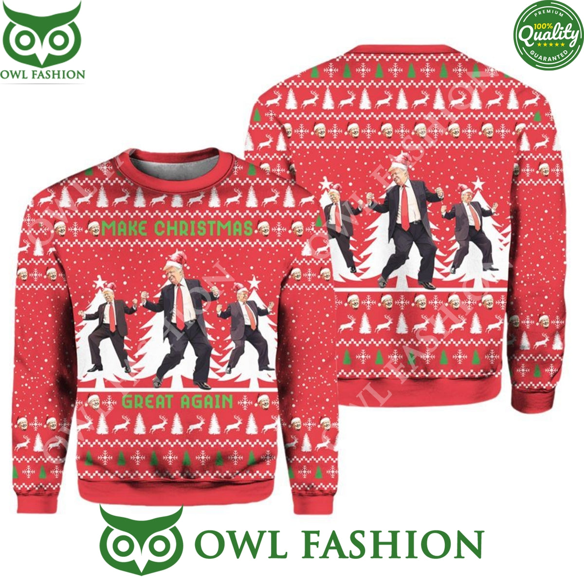 Trump Dancing Make Christmas Great Again Ugly Sweater - Adult & Kids T-Shirts, Sweatshirts & Hoodies apparel design preview 1
