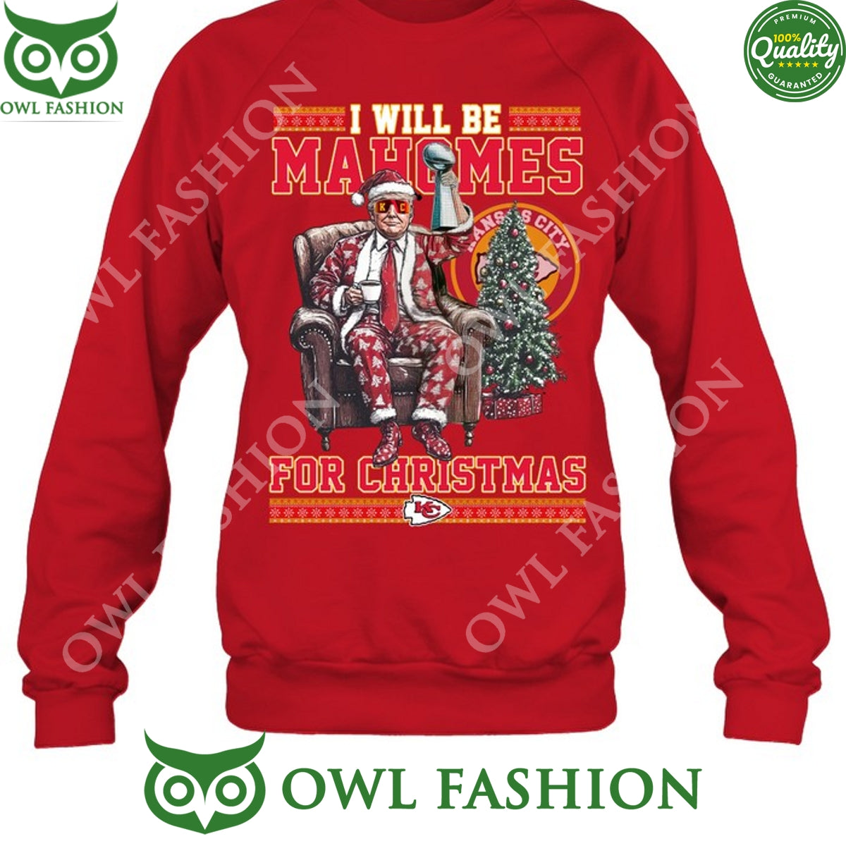 Trump Will Be Mahomes For Christmas - Adult & Kids T-Shirts, Sweatshirts & Hoodies apparel design preview 1