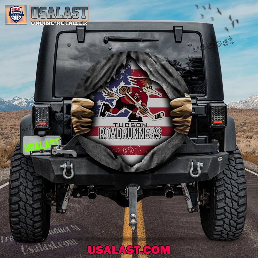 Tucson Roadrunners AHL American Flag Spare Tire Cover - Adult & Kids T-Shirts, Sweatshirts & Hoodies apparel design preview 1