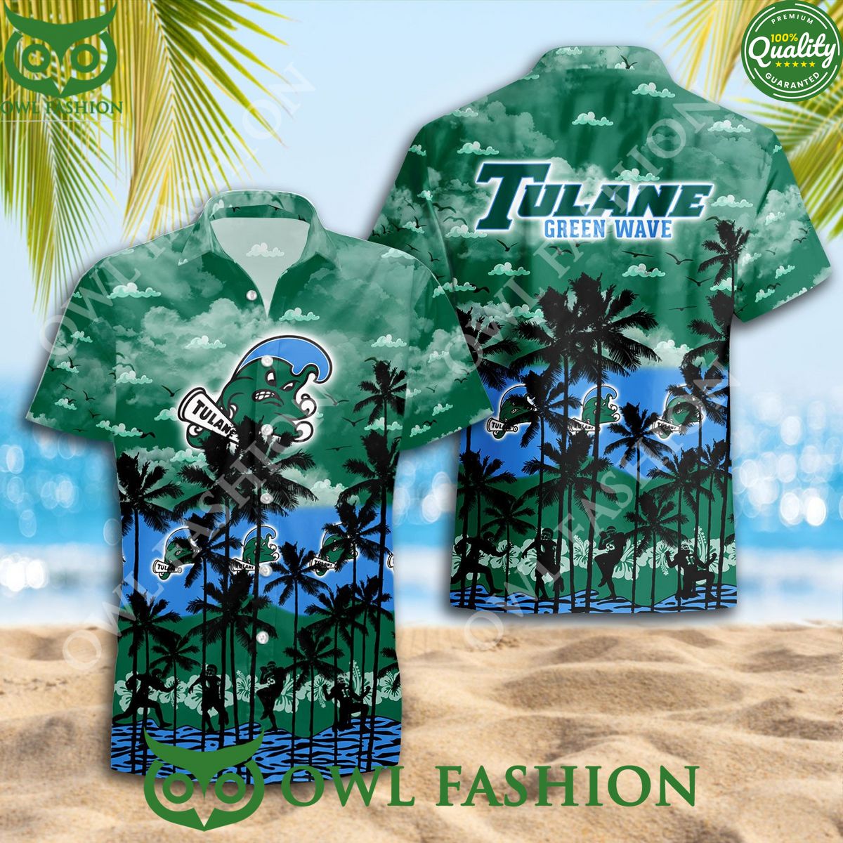 Tulane Green Wave Hawaiian Trending Summer fan - Adult & Kids T-Shirts, Sweatshirts & Hoodies apparel design preview 1