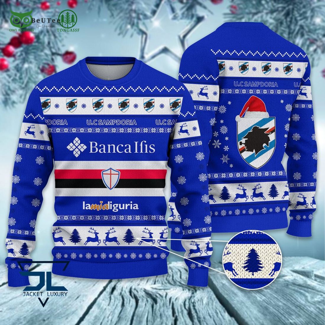 U.C. Sampdoria Football Lega Serie A Ugly Sweater - Adult & Kids T-Shirts, Sweatshirts & Hoodies apparel design preview 1